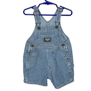 OshKosh Bgosh Kids Hickory Stripe Vestbak Denim Overalls Sz 18M Shortalls